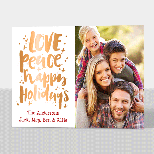 Love Peace Happy Holidays Flat Holiday Photo Cards
